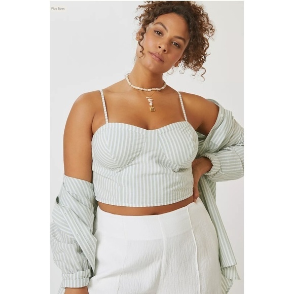 Nwt Anthropologie Pilcro Bustier Coastal Striped Top Size Large - Picture 1 of 8
